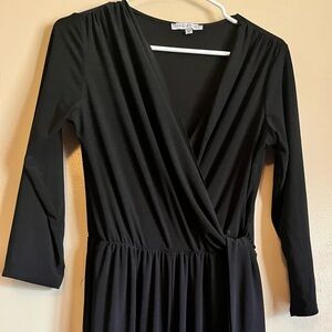 Annalee + Hope Black Wrap Tie 3/4 Sleeve Wide Leg Jumpsuit